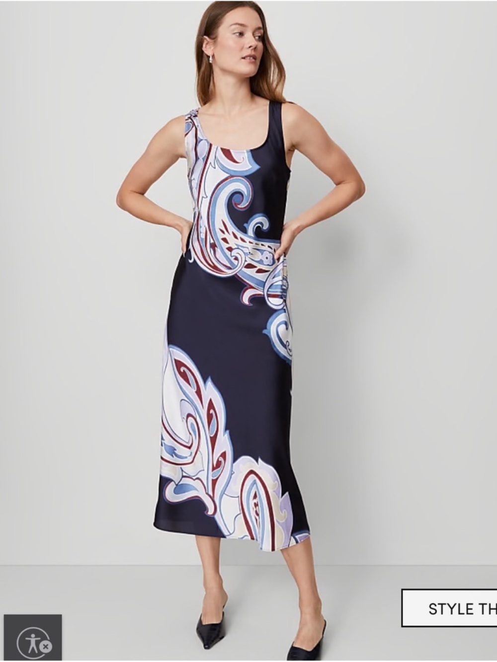 Ann Taylor Paisley Satin Slip Dress